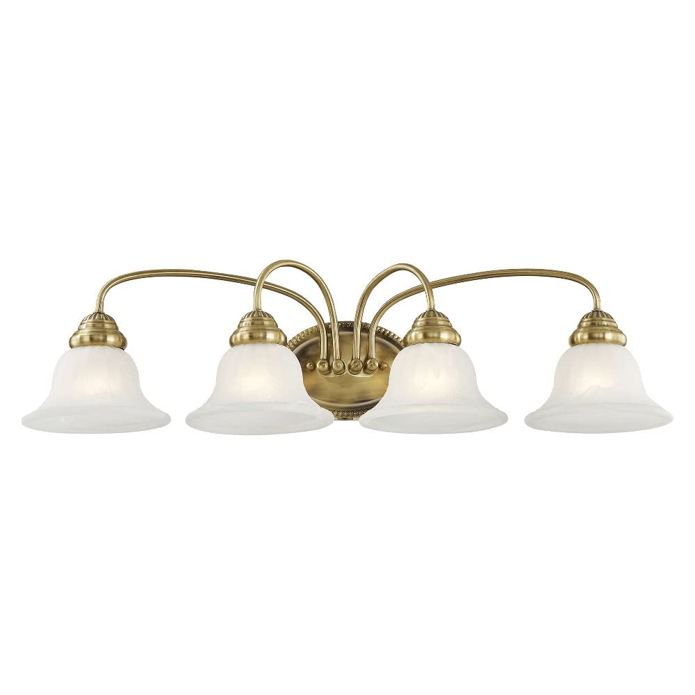 Livex Lighting 1534-91 Edgemont 4 Light Vanity Brushed Nickel with White Alabaster Glass, 30.5 x 8.75 x 8