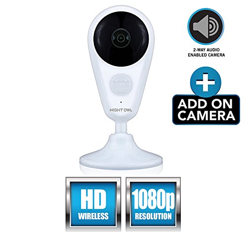 Night Owl Security Add-On Indoor Wireless 1080P Ac Powered Camera, White (CAM-WNVR2P-IN)