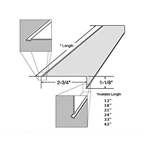33" Lens Diffuser Under Cabinet Replacement Cover 2-3/4" x 1-1/8" x 33" Angled Edge
