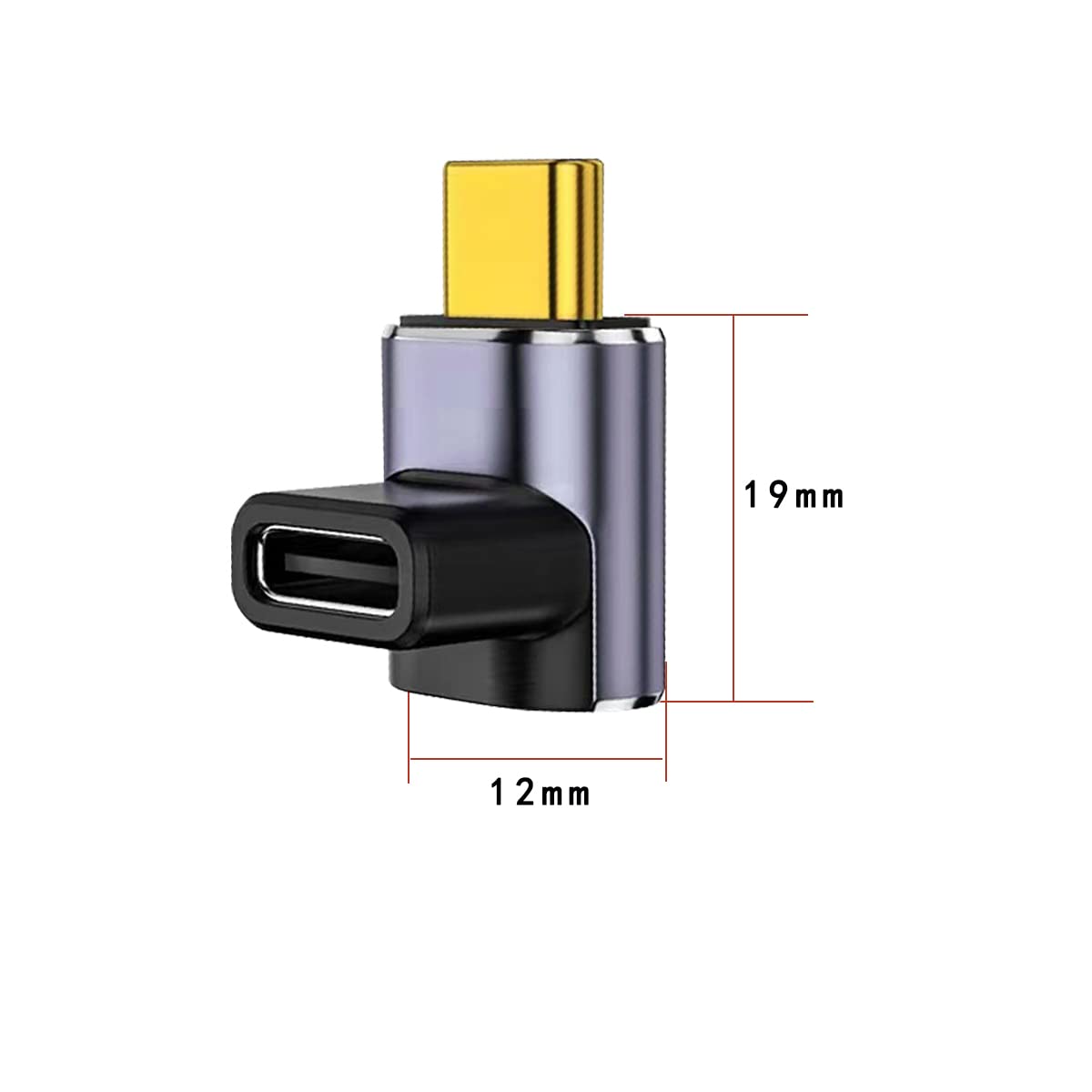 rgzhihuifz 90 Degree USB-C Male to USB-C Female Adapter, 1 Pack Type-C Up and Down Right Angle 40Gbps PD 100W Fast Charging Extender for Switch…