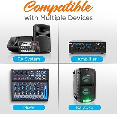 Pyle Channel Microphone System-VHF Fixed Dual Frequency Wireless Set with 2 Handheld Dynamic Transmitter Mics, Receiver Base-for PA, Karaoke, Dj Party