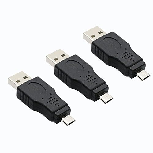 rgzhihuifz USB 2.0 Adapter A Male to Micro Male Black (3 Pack) USB a Male to Micro Male Adaptor