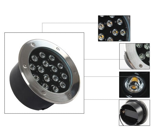 LUMINTURS 15W AC 120V LED RGB Color Change Outdoor Exterior Buried Spot Light Fixture Underground Flood Lamp Waterproof IP65