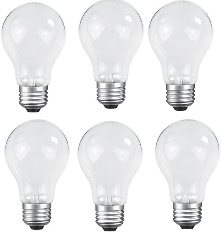 JUNFMLY 100W Incandescent Light Bulbs, A19, 2700K Warm White, 6 Pack
