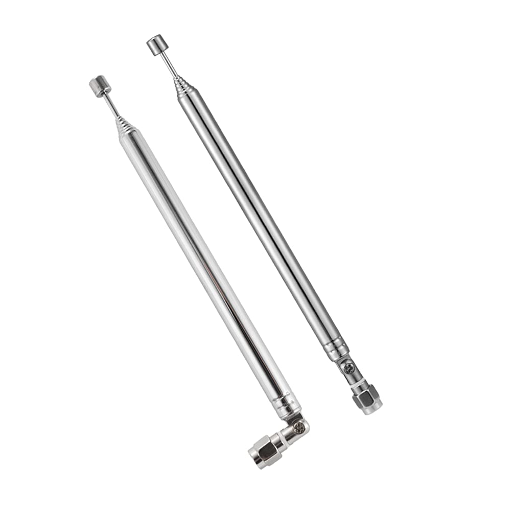POBADY 2PCS 8 Sections Telescopic Antenna SMA Male Connector Radio Replacement Antenna 73.5cm/28.9IN for TV AM FM Radio Stereo Receiver