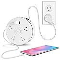 Extension Cord Surge Protector Power Strip - Flat Plug Braided Power Bar with 4 Widely Outlets and 2 USB Ports, Multi Plug Wall Mount Desk USB