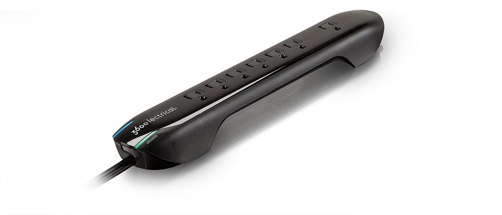 360 Electrical 360322 Agent Surge Protector with 7 Outlets, 1 Adapter Spaced, 6' Cord, Coax