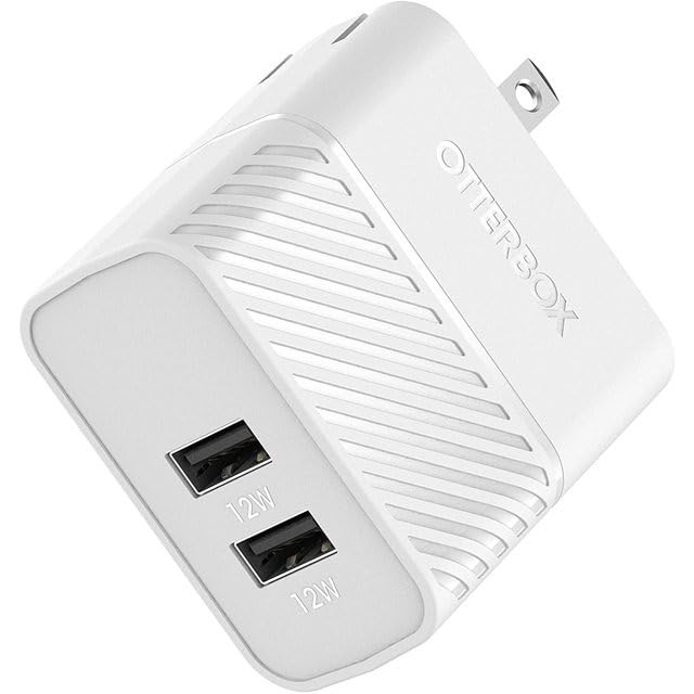 OtterBox USB-A Dual Port Wall Charger, 24W Combined + OtterBox USB A-Lightning Cable, 1M - Cloud Dream