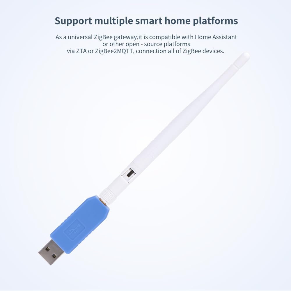 Smaller Size Zigbee 3.0 USB Dongle Gateway, Work with Home Assistant Zigbee2MQTT, EFR32MG21 Universal USB Gateway with Antenna, Wireless Zigbee