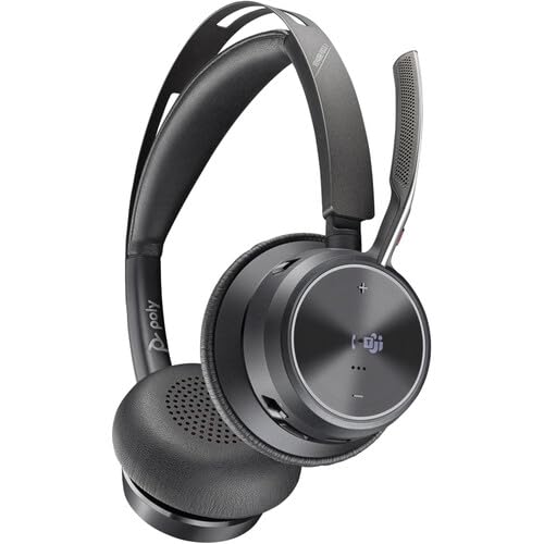 Poly (Plantronics Voyager Focus 2 UC Stereo Bluetooth USB-C-C Headset +USB-C/A Adapter (Microsoft Teams Certified) (9T9J6AA) Bundle Including: Goby…
