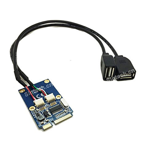 Sintech Dual USB 2.0 to Mini PCI-e Adapter for USB Disk Sound Card