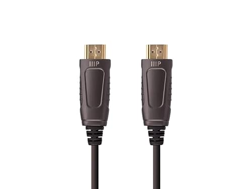 Monoprice 8K Ultra High Speed Fiber Optic Certified HDMI Cable - HDMI 2.1, 8K@60Hz, 4K@120Hz, 48Gbps, HDR, VRR, Active Optical Cable (AOC), 49ft