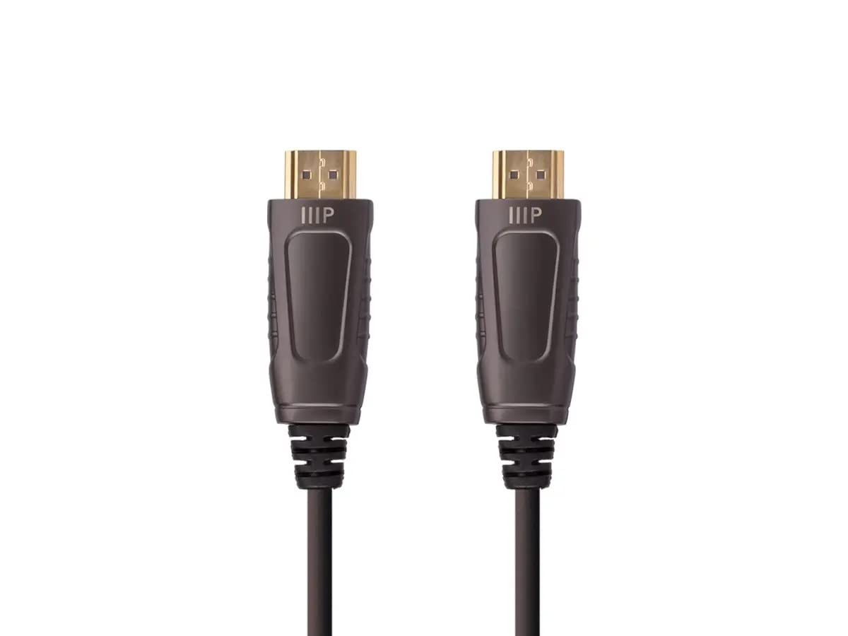 Monoprice 8K Ultra High Speed Fiber Optic Certified HDMI Cable - HDMI 2.1, 8K@60Hz, 4K@120Hz, 48Gbps, HDR, VRR, Active Optical Cable (AOC), 49ft