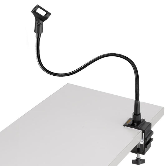 AURAY Microphone Arm Stand Long 20'' Sturdy Gooseneck Mic Stand Adjustable Microphone Arm Stand with Clamp - Flexible Mike Stand Podium Compact Mic