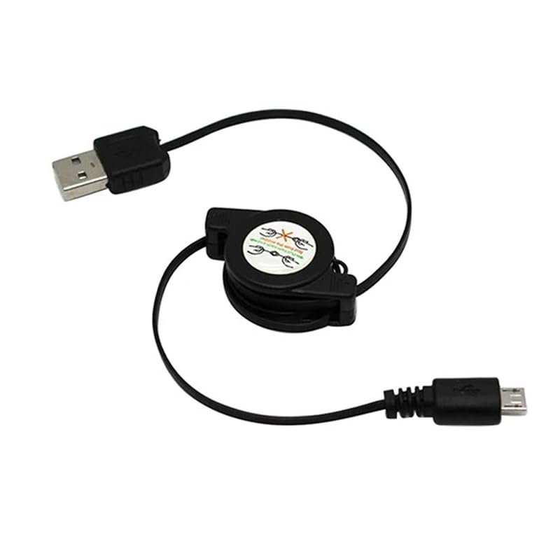 ThtRht 2 Pack Retractable Micro USB Cable Micro USB to USB-A 2.0 Cable Compact Retractable Micro B 5-Pin Cord for Charging & Sync Android Phone