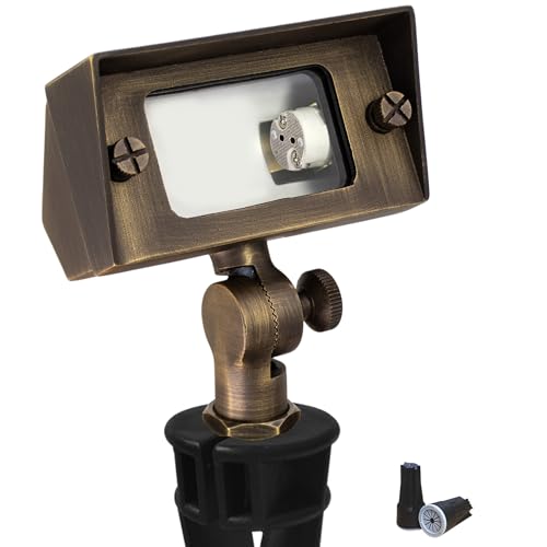 COLOER Cast Brass 12V Flood Light, Low Voltage Flood Light Outdoor with Adjustable Knuckle Mount, Without Bulb, Waterproof Landscape Lighting