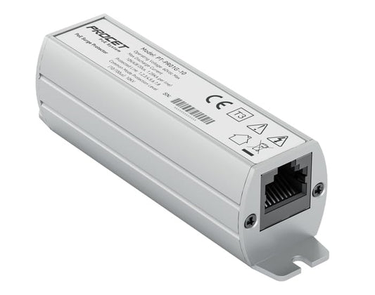 PROCET Ethernet Surge Protector Gigabit - 20KV Industrial Lightning Arrestor for -40°F to 185°F, 120Wmax 10 Gbps PoE++ RJ45 Surge Protector, Gas