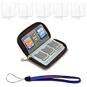 Memory Card Carrying Case - Black / Wallet / Holder / Organizer / Bag - Storage for SD SDHC CF xD Camera Memory Cards With (5) Clear SD Jewel Cases