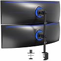 VIVO Dual Vertically Stacked Ultra-Wide Monitor Desk Mount for up to 49 inch Ultrawide Screens, Extra Tall Heavy Duty Adjustable Stand Holds 44 lbs