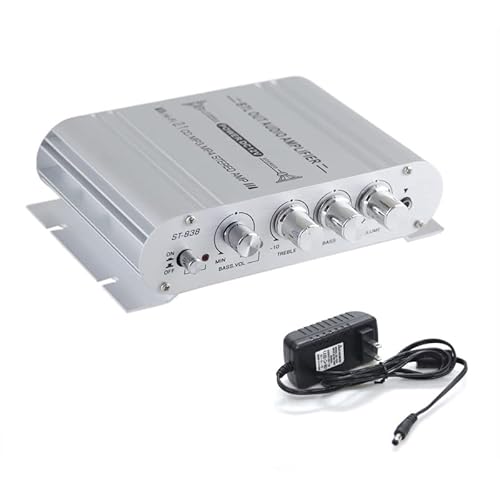 Sundeer 2.1 Channel Mini Amplifier 20W+20W+40W Hi-Fi Power Amplifier with 12V 2A Power Supply, Subwoofer Amp Stereo Bass Treble RCA Input Audio for CD
