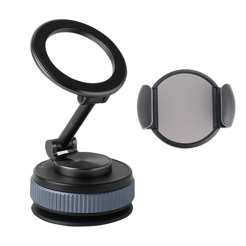 [Newly Upgraded] Metal Magnetic Car Phone Holder | Dual Insurance of Vacuum + Adhesive | 360° Rotation Without Dead Angle | Magnetic Ring Included(for