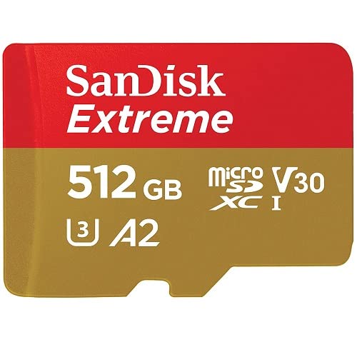 SanDisk MicroSDXC 512GB Extreme Memory Card Compatible with Insta360 Go Ultra, X4, X4 Air and X5 Action Camera (SDSQXAV-512G-GN6MN) Bundle with (1)
