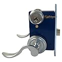Marks 9225AC/26D-LHR Satin Chrome 26D Left Hand Reverse Lever Rose Double Cylinder Iron Gate Ornamental Mortise Lock Set with 2-1/2" Backset