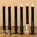 OWLBAY 6 Pack 9" H Christmas Black Flameless Taper Candles with Remote Timer, Bloody Battery Operated Flickering LED Candlestick with Removable Black