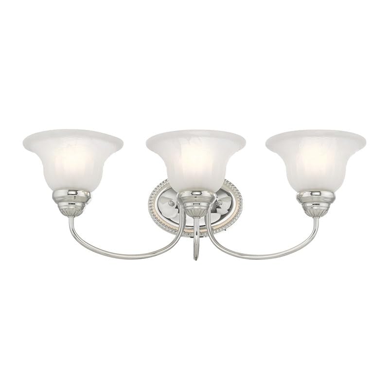 Livex Lighting 1533-05 Edgemont 3 Light Wall Sconce Chrome with White Alabaster Glass, 23.5 x 8.75 x 8