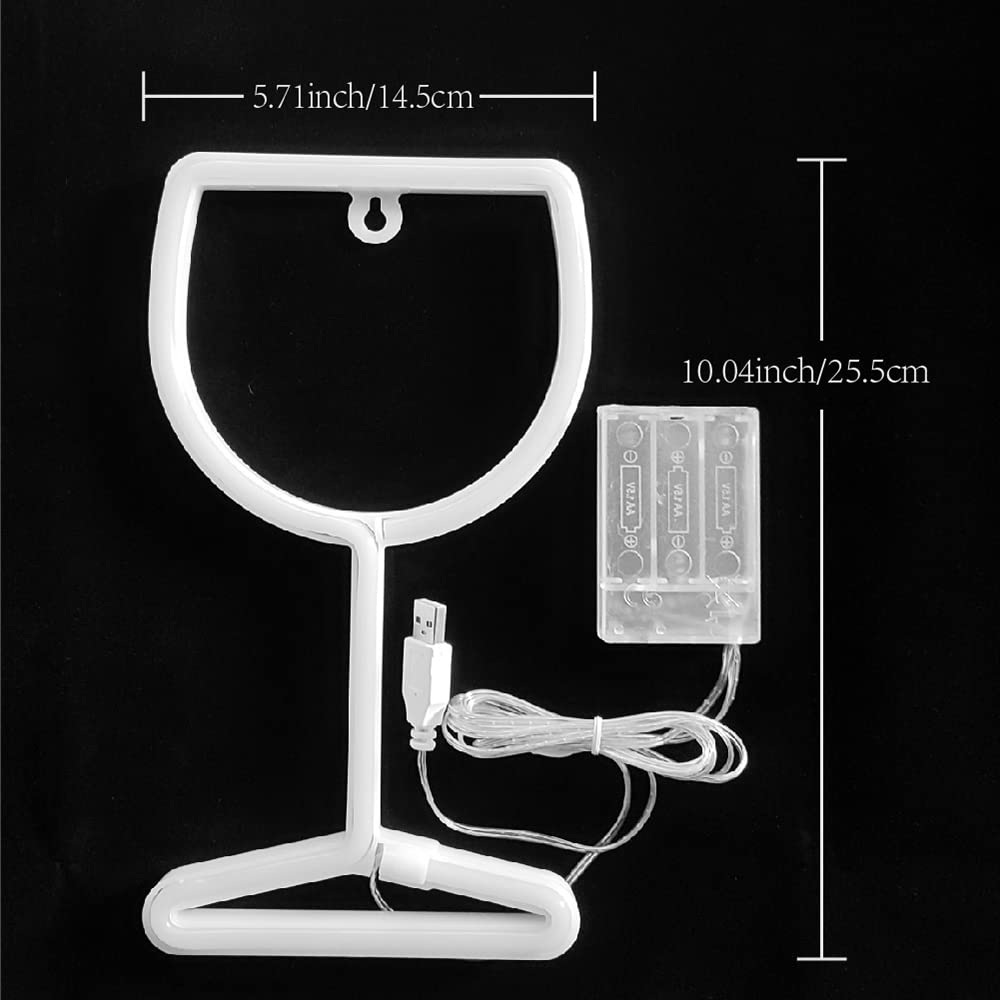 JYWJ Wine Glass Neon Sign,USB or 3-AA Battery Powered Neon Light,LED Table Decoration,Bedroom Wall Decoration,Birthday Gift,Wedding Supplies Business
