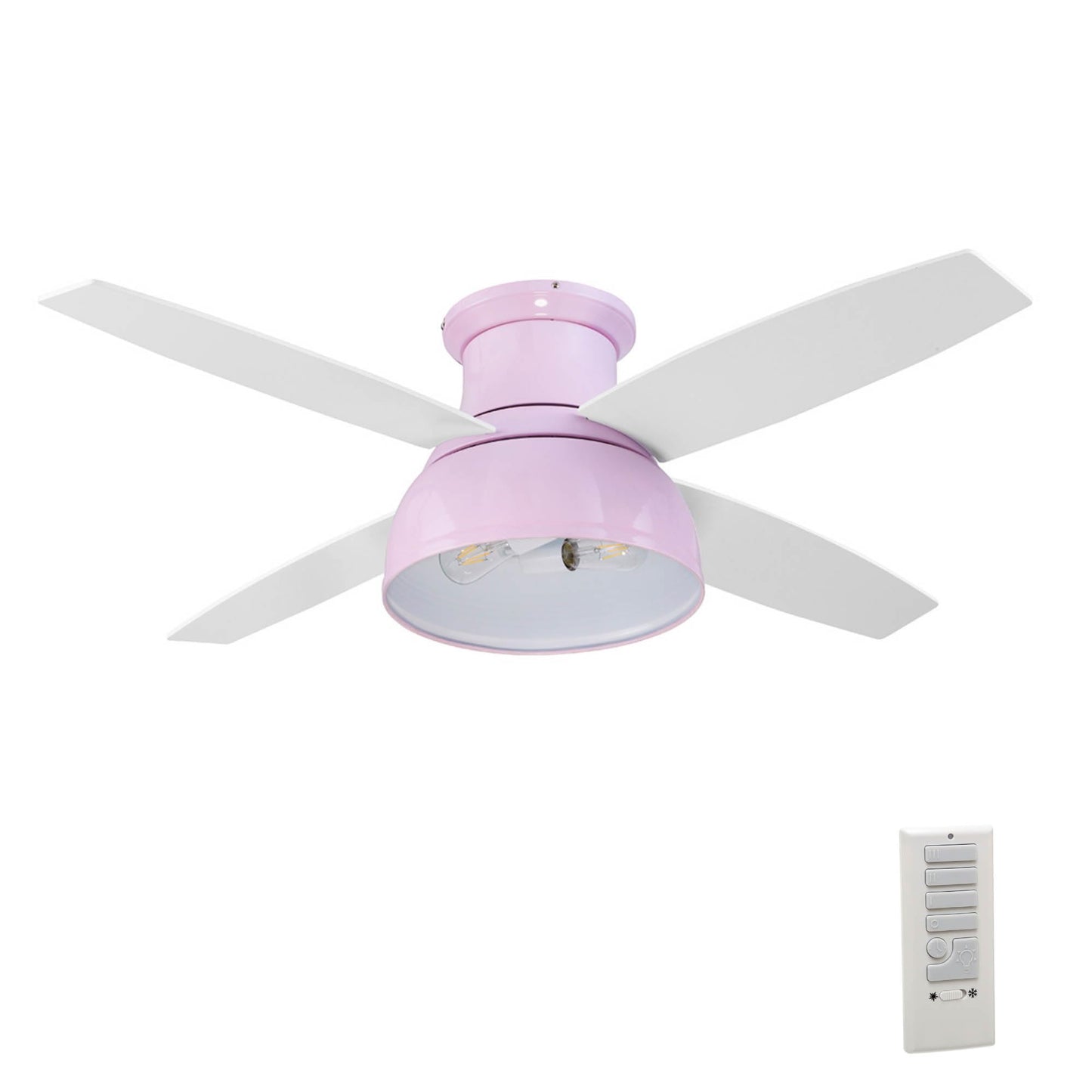 Prominence Home Edora, 52 Inch Industrial Style Flush Mount LED Ceiling Fan with Light, Remote Control, 4 Modern Blades, Reversible Motor - 51674-01