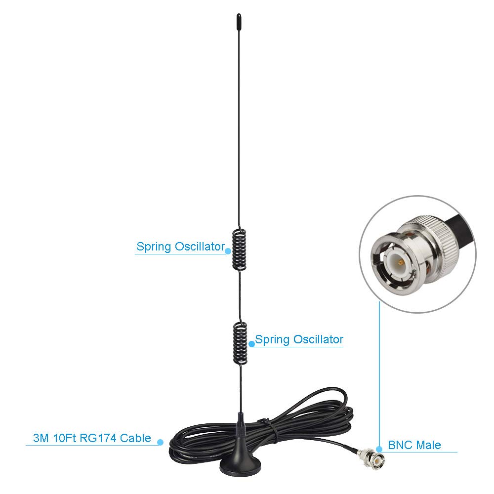 Bingfu VHF UHF Ham Amateur Radio Police Scanner Antenna Magnetic Base BNC Male Antenna Compatible with Uniden Bearcat Whistler Shack Police Scanner