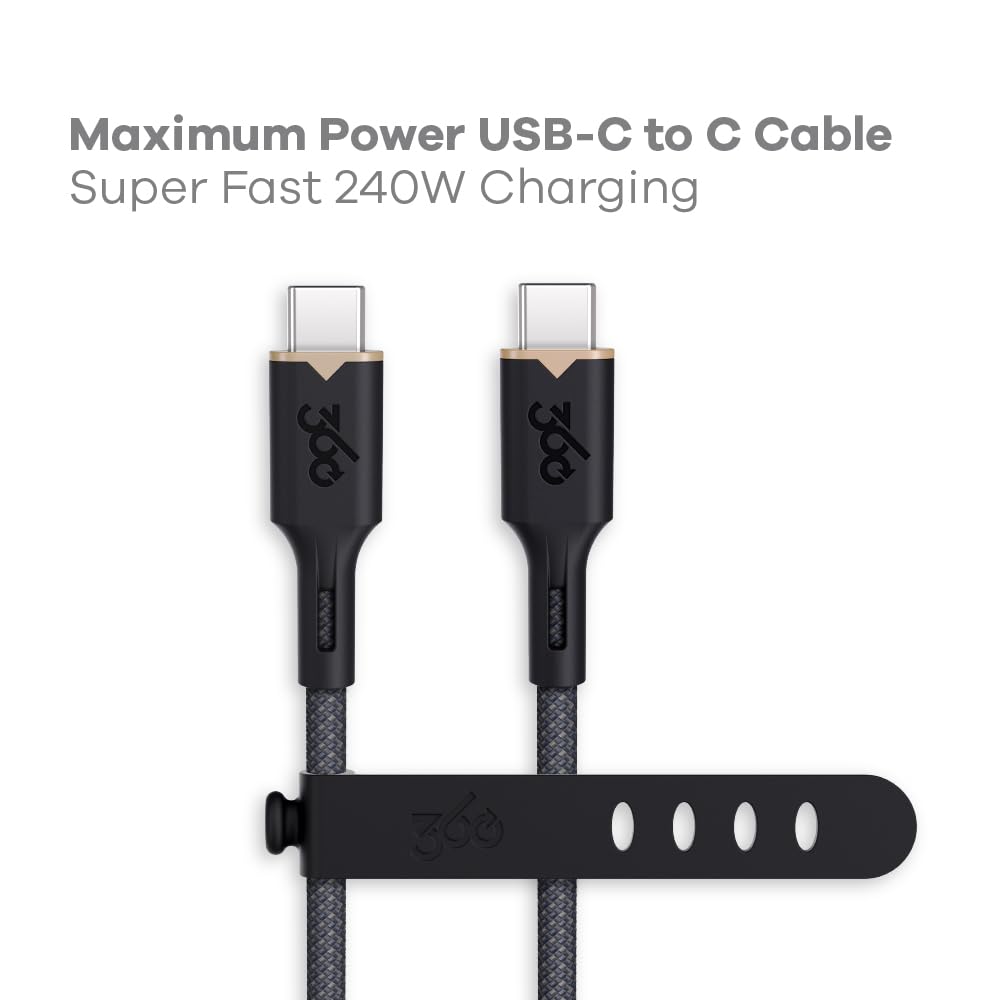 360 Electrical USB-C to USB-C Charging Cable - 5ft, Tangle-Free, Fast Charge Compatible, Ultra-Flow™ Braided, Durable Design