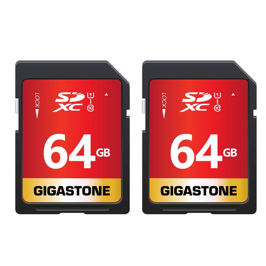 GIGASTONE 64GB SD Card 2-Pack UHS-I U1 Class 10 SDXC Memory Card High Speed Full HD Video Canon Olympus Digital Camera with 2 mini Cases
