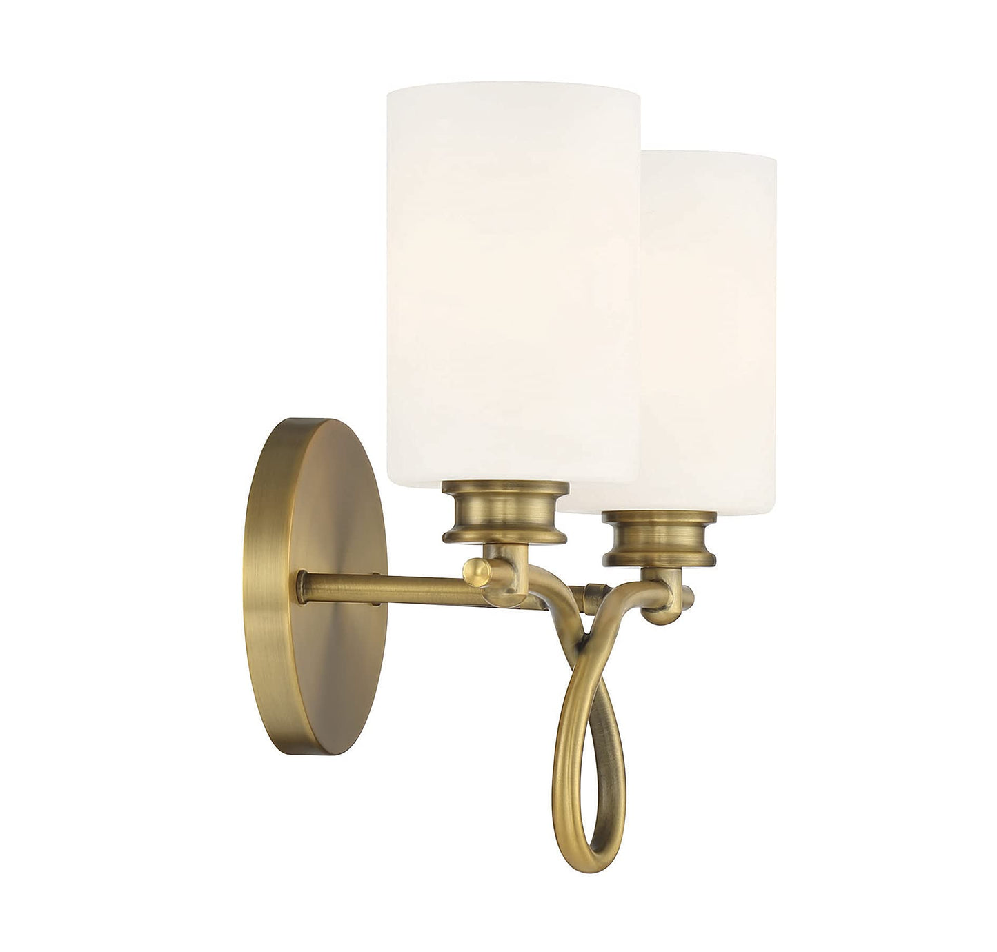 Savoy House 8-530-2-322 Woodbury Traditional Modern Farmhouse White Glass Bathroom Vanity Wall Light, 2-Light 120 Total Watts, 12" H x 14" W, Warm