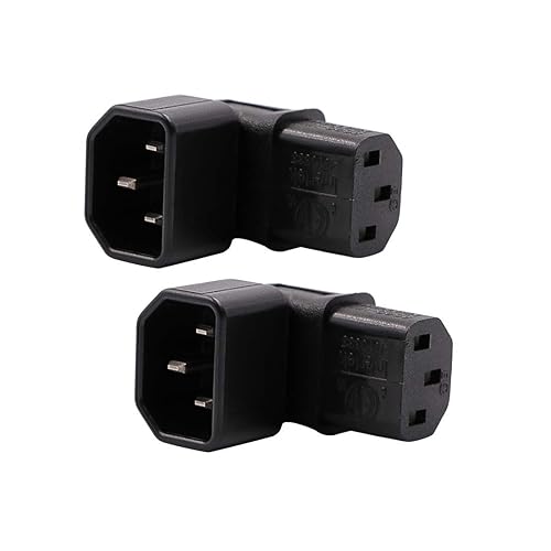 IEC C14 to C13 Power Adapter PDU Plug/Socket Down 90 Degree for LCD Wall Mount TV 2 Pack