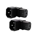IEC C14 to C13 Power Adapter PDU Plug/Socket Down 90 Degree for LCD Wall Mount TV 2 Pack