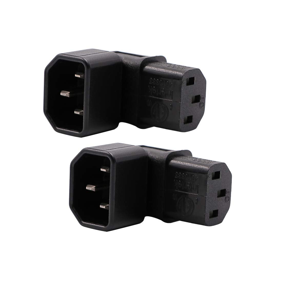 IEC C14 to C13 Power Adapter PDU Plug/Socket Down 90 Degree for LCD Wall Mount TV 2 Pack