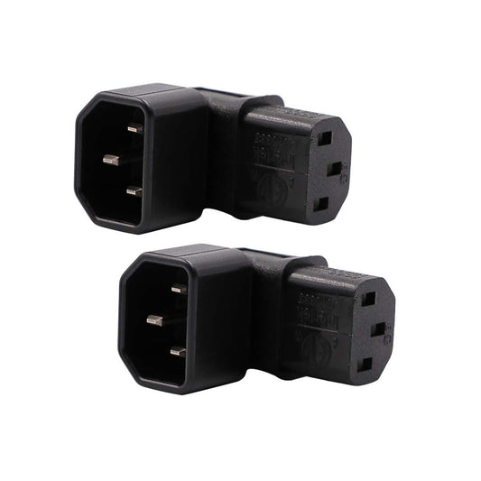 IEC C14 to C13 Power Adapter PDU Plug/Socket Down 90 Degree for LCD Wall Mount TV 2 Pack