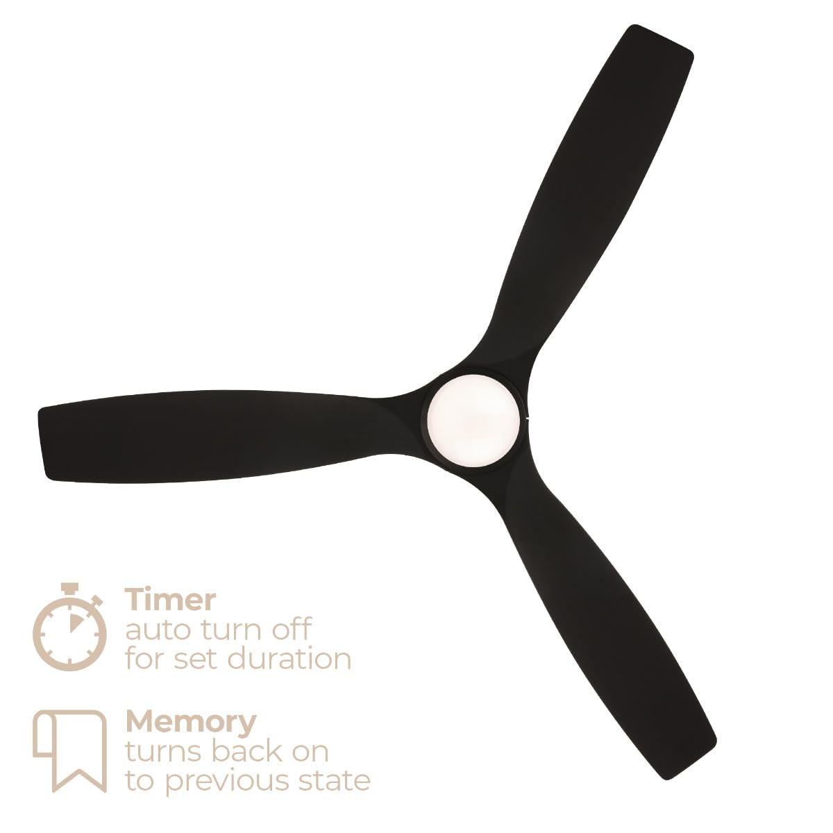 East Grove Home Madera 52in 3-Blade Smart Indoor or Outdoor Ceiling Fan 2700K-6000K CCT Tunable Range LED Light Kit in Matte Black with Ebony Solid