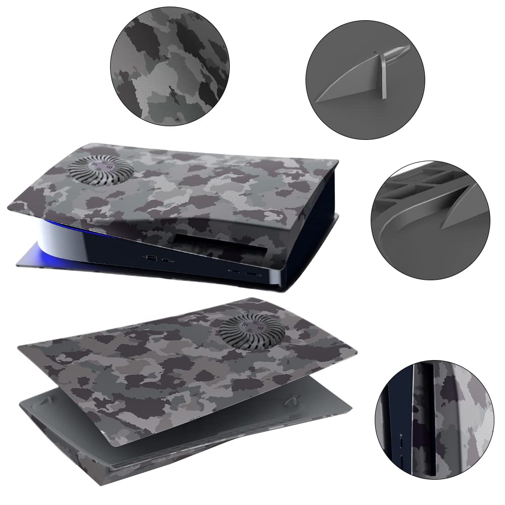 Plate for ps5 Faceplate Case with Cooling Vents Cover Replacement Plate for PS5 Disc Edition Hard Shell Faceplate Camouflage Skin Cover Plates ABS