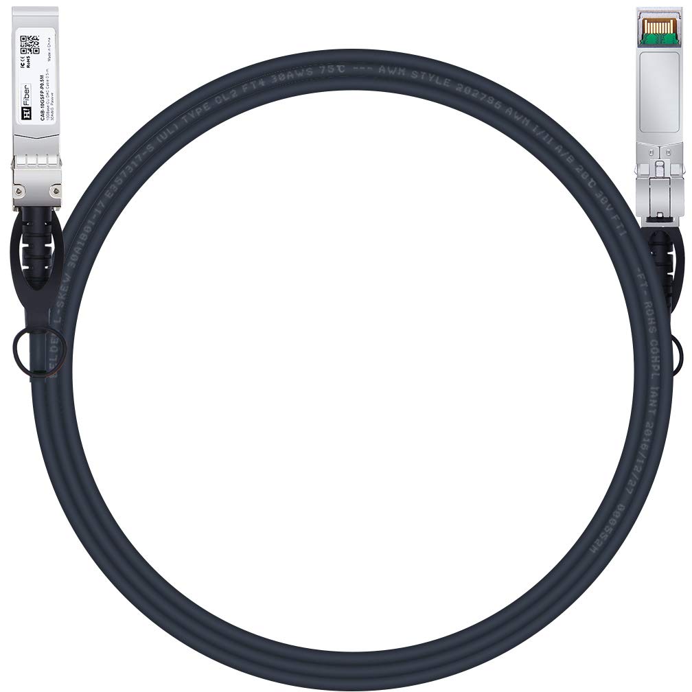 H!Fiber.com 10G SFP+ DAC Cable, 3m 10GBASE-CU Passive Twinax Cable for Cisco SFP-H10GB-CU3M, Ubiquiti UniFi UC-DAC-SFP+, Meraki, Mikrotik, Intel