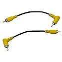 UpperFu 2Pcs RCA Phono Right Angle 90 Degree Male to Male Audio Subwoofer Cable Stereo RCA Projector Cable Gold Plated for Amplifiers Home Theater