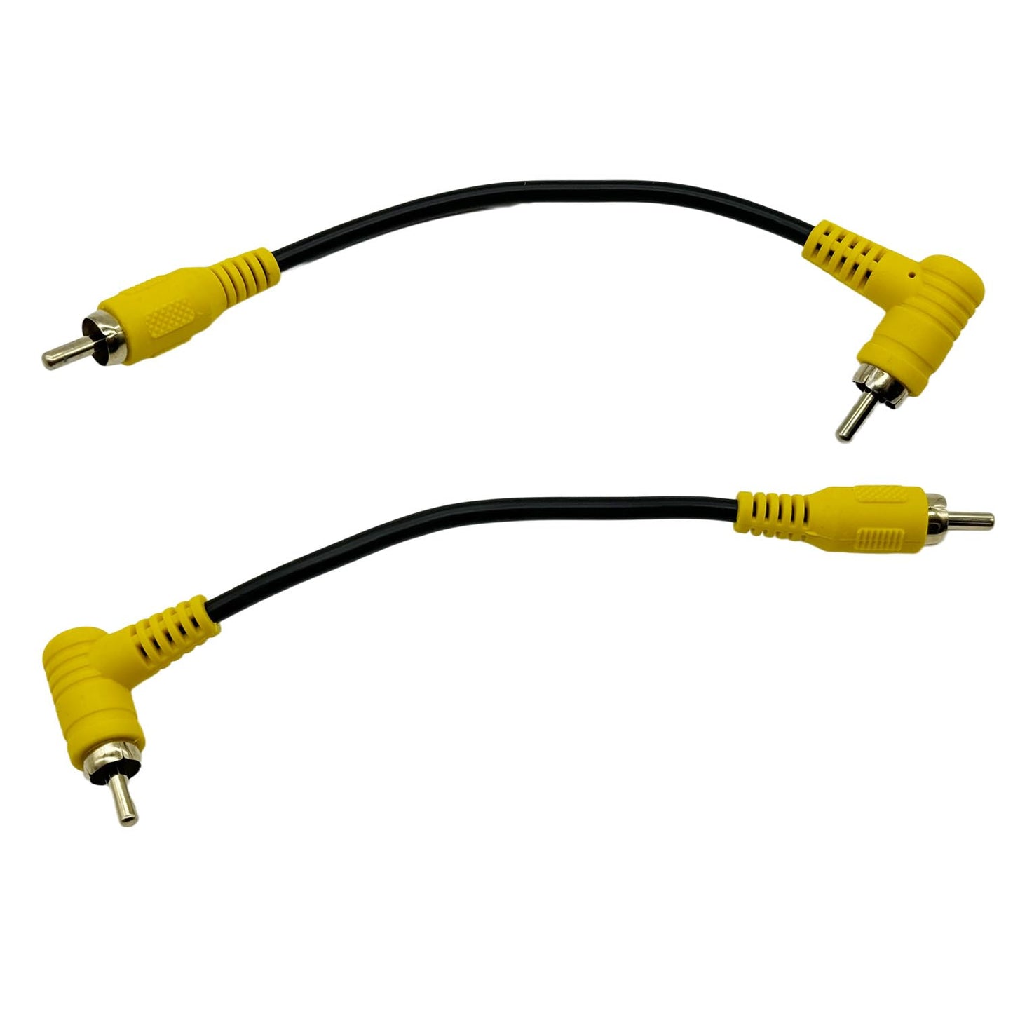 UpperFu 2Pcs RCA Phono Right Angle 90 Degree Male to Male Audio Subwoofer Cable Stereo RCA Projector Cable Gold Plated for Amplifiers Home Theater