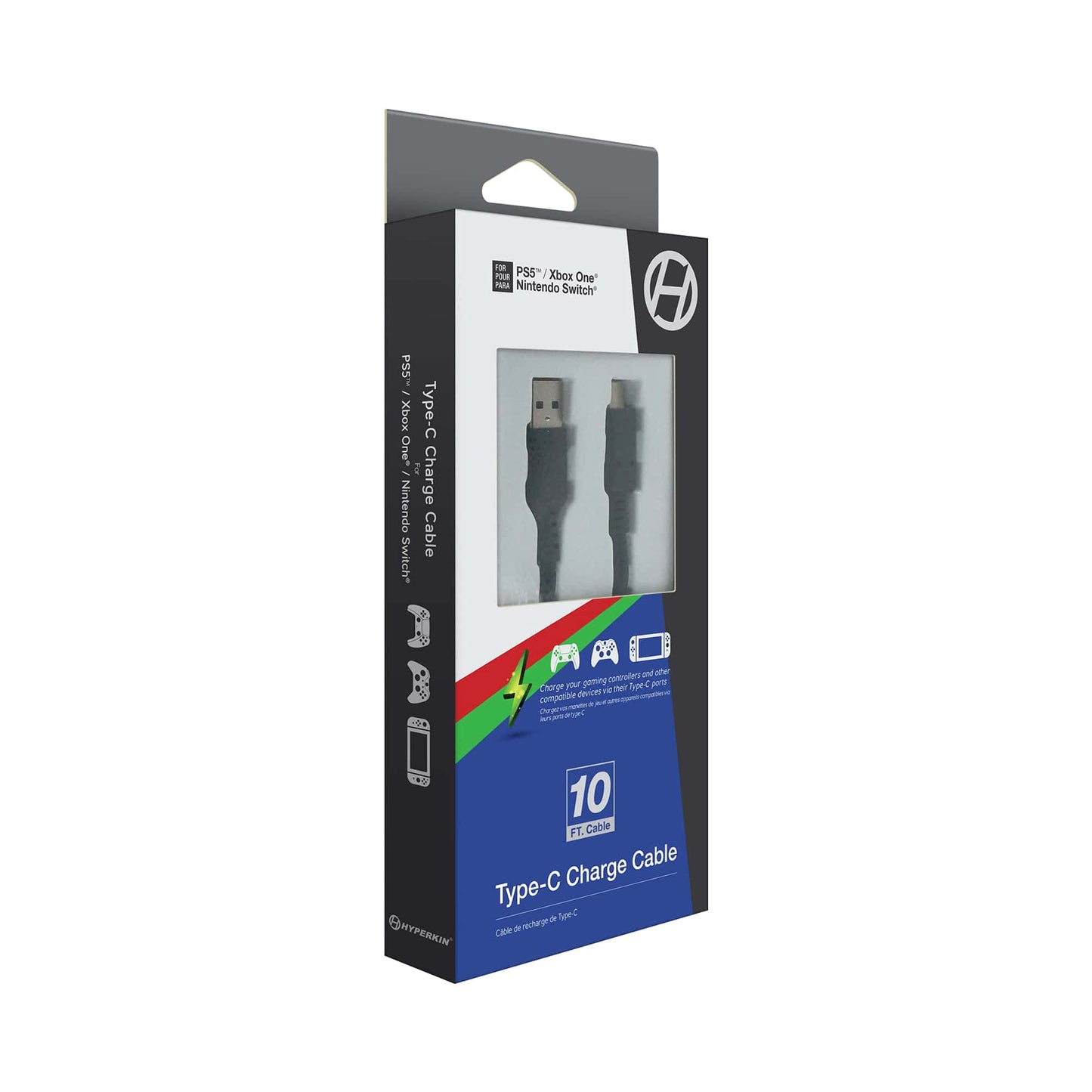 Hyperkin 10 Ft. Type-C Charge Cable for PS5/Xbox Series X/Nintendo Switch - Nintendo Switch