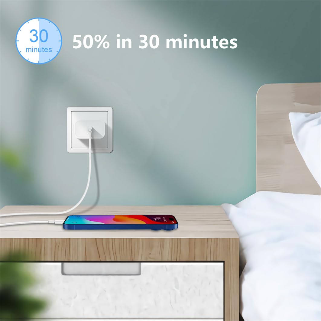 Fast USB-C Charger Block 20W for iPhone 17/16/15 Charger, Apple Watch/iWatch Series Ultra/11/10/9/8/7/6/SE/SE2/SE 3, Type-C PD Fast Charging USBC