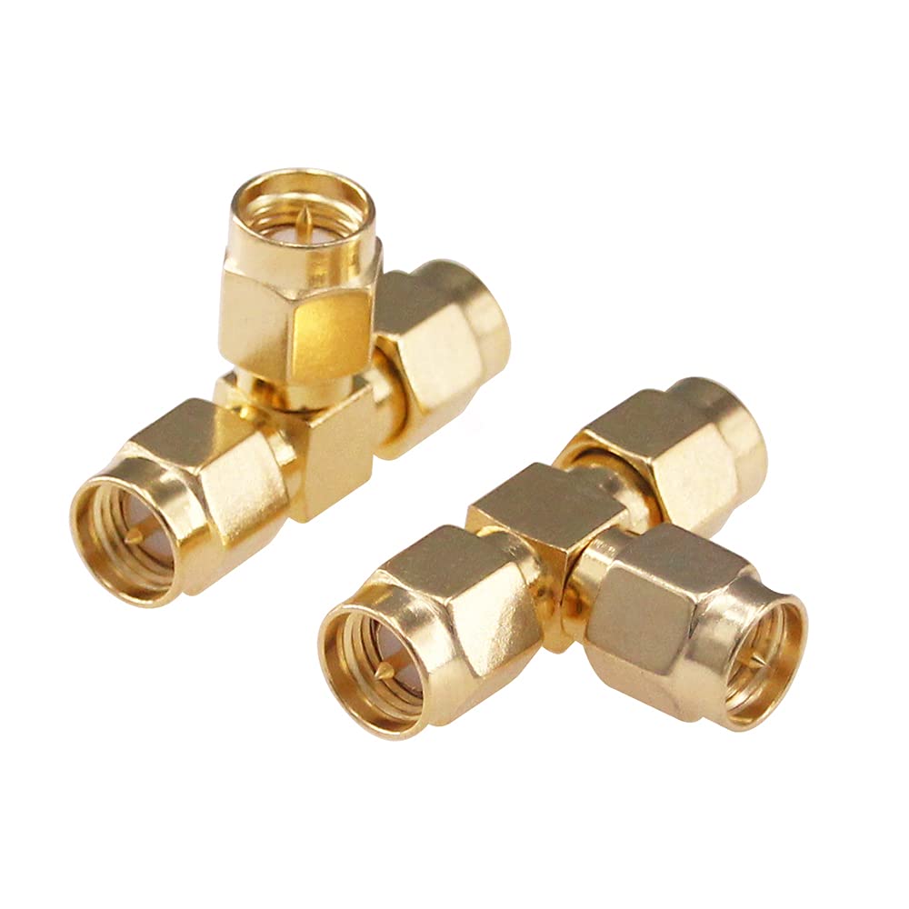 RFaha 3pcs Antenna Adapter SMA Male to Dual SMA Male Connector T Type 3 Way Splitter Antenna Converter(NOT for TV)(F09-3)