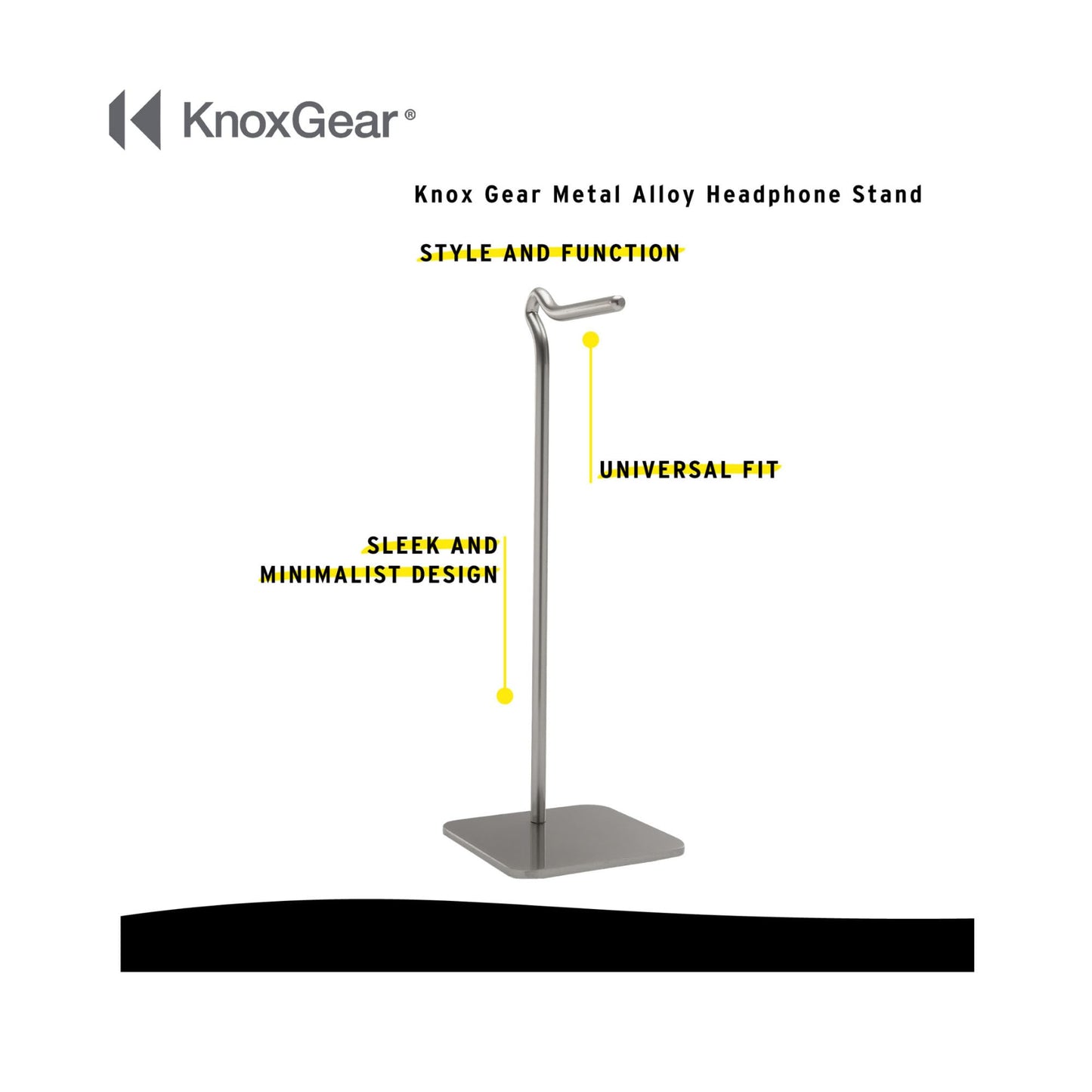 Knox Gear Metal Alloy Headphone Stand Compatible with All Headphones Including Gaming, Over-Ear, and Noise Cancelling headsets