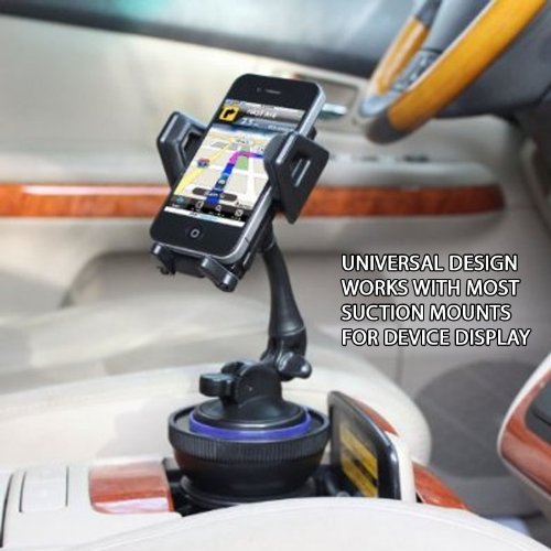 USA GEAR Adjustable Cup Holder Suction Mounting Surface - Compatible with Suction Mount Wireless Car Chargers - Adjustable Design Holds Suction Mounts