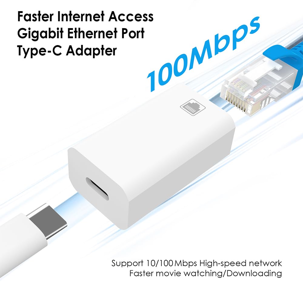 Magiclifee USB C to RJ45 Ethernet Adapter, Gigabit 100Mbps Network LAN Converter, USB-C Female to RJ45 Female Wired Ethernet Hub for Laptop PC Tablet